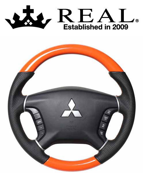 REAL STEERING オリジナルシリーズ ミツビシ デリカ D:5 前期 CV#W用 カラー：オレンジカラー (D5-ORW-OR)【ハンドル】【自動車パーツ】レアル ステアリング