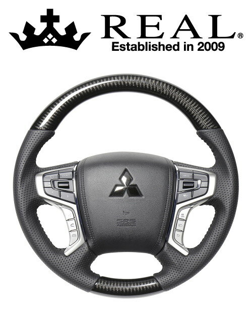 REAL STEERING オリジナルシリーズ ミツビシ デリカ D:5 後期 CV#W用 カラー：ブラックカーボン (MTA-BKC)【ハンドル】【自動車パーツ】レアル ステアリング