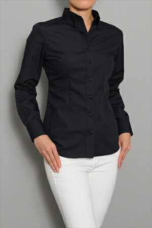 在日本黑色襯衫黑色固體的正裝 Dancewear 商務襯衫服裝制服襯衫媽媽 OZIE 襯衫的女襯衫女襯衫苗條身材瘦T-shirt長袖襯衫
