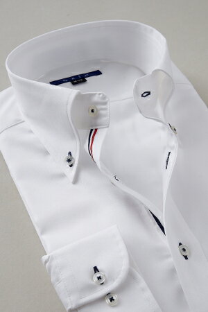 カラフルなテープが胸元から覗く 形態安定 形状記憶 ドレスシャツ 長袖ワイシャツ タイトフィット ス...:ozie:10005351