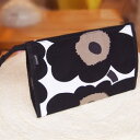 【ポイントアップ中!】マリメッコ、化粧ポーチ、小物入れ、ポーチ内側ナイロン仕様marimekko MINI UNIKKO MAKE UP BAGS/ MEDIA ミニウニッコ メディア ポーチ(L)ホワイト&ブラック.