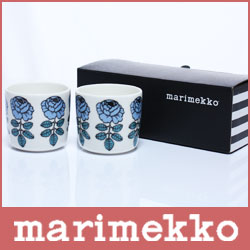 marimekko ( マリメッコ ) COFFEE CUP 2PCS ( コーヒー カップ　2個セット ) Vihkiruusu （ ヴィヒキルース ） ラテマグ / 【 薄い ブルー 】 2個セット　 .