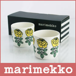 marimekko ( マリメッコ ) COFFEE CUP 2PCS ( コーヒー カップ　2個セット ) Vihkiruusu （ ヴィヒキルース ） ラテマグ / イエロー 2個セット　 . 北欧　マリメッコ　コップ マグ　化粧箱入り プレゼント に最適　2ピース セット