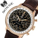 【5年保証対象】ゾンネ 腕時計 SONNE 時計 ゾンネ 時計 SONNE 腕時計 ヒストリカル コレクション Historical Collection メンズ ブラック HI004PG-BR 正規品 人気 防水 ブラウン ピンクゴールド 革 レザー ベルト カーフ革 送料無料