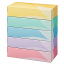 TANOSEE ティッシュペーパー 5colors 200組／箱 1パック（5箱）