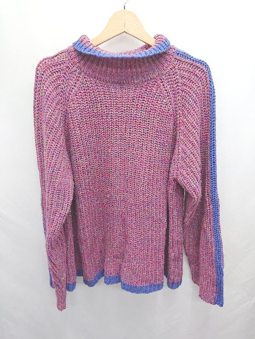 ◇ ⊇ <strong>bohmal</strong>　ボマール ハイネック　ビッグシルエット 長袖 ニット セーター サイズF ピンク　ブルー系 レディース E 【中古】