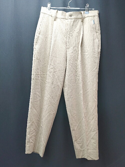 ◇ ◎ 9090 <strong>ナインティナイン</strong>ティ センタープレス シンプル 無地 大人っぽい スラックス サイズM ベージュ レディース E 【中古】