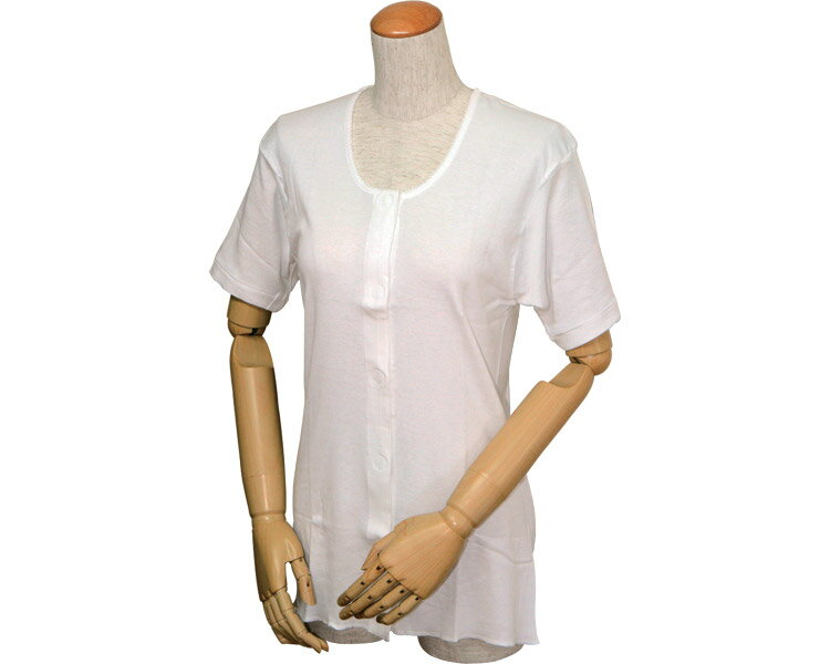 婦人イージートゥウェア　三分袖前開きシャツ（マジックテープ式）　M・L　WL-130　【ウエル】【RCPmara1207】