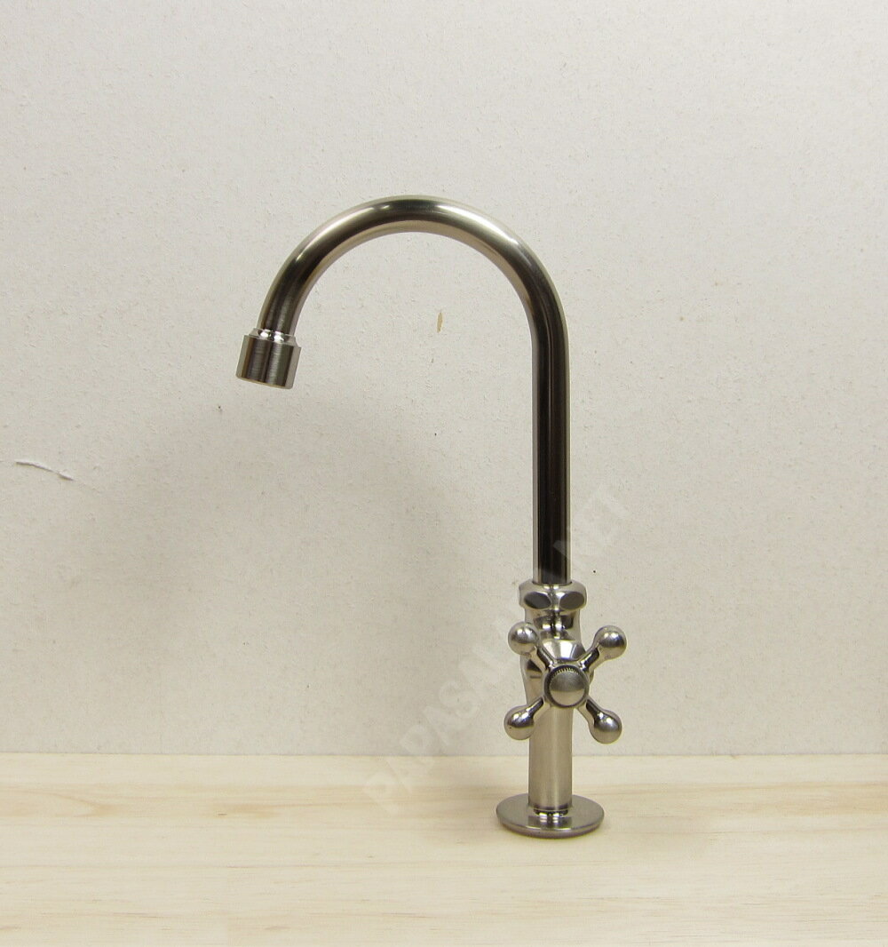 レビューで10％OFF♪グースネック立水栓（ニッケル）｜手洗器用トイレの蛇口手洗器に合わせるトイレの蛇口はグースネックの水栓
