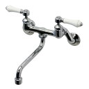 【送料無料】クラシックレバー壁付混合栓 蛇口 大型洗面器・シンク用 |レバーハンドル 水道用 横水栓【05P03Dec16】