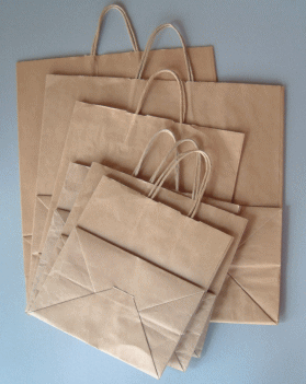 25チャーム手提げ袋 未晒無地 50枚 巾320×マチ115×高310【紙袋】衣料、雑貨など幅ひろくご利用できます。