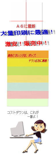 A6サイズに裁断ノーブランド色上質紙（共用紙）薄口 A4 2,000枚【カラーペーパー・色紙】【印刷用紙・コピー用紙】激安！