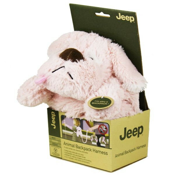 〈Jeep〉　迷子・事故防止アニマル　ハーネス　リュック　いぬ-ピンクハンドストラップ付きふわふわのアニマルリュックにハーネスが付きました!!