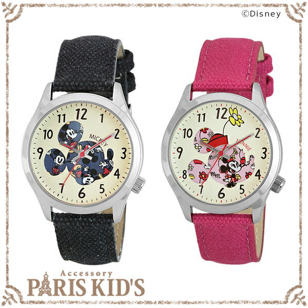 【メール便 送料無料】 Disney ディズニー 腕時計 ミッキー ミニー ファブリックベルト カジ...:pariskids:10030088