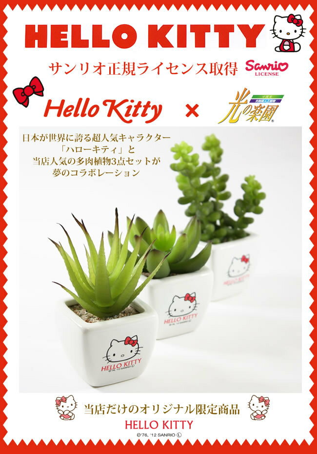 ★大感謝セール★【光触媒 ハローキティ+多肉植物3個セット 2kt001-40】【メーカー直送品。代引・後払い・同梱・返品・キャンセル・割引不可】★ ポイント新築祝い・開店祝い・誕生日などのギフトに。光触媒 ハローキティ+多肉植物3個セット 2kt001-40ポイント企画はバナーをチェック★ ポイント新築祝い・開店祝い・誕生日などのギフトに。