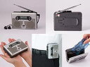 昔なつかしのポケットラジカセ K13407【割引不可品】 ラジカセ 手のひらサイズ 電池式 カセットテープ再生 録音 AM FMラジオ 時計 アラーム機能 防災 アウトドア