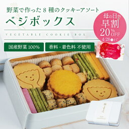 【50%OFF】ベジボックス クッキー 野菜 クッキー缶 可愛い かわいい ギフト <strong>お取り寄せスイーツ</strong> 送料無料 patico 母の日 プレゼント ヘルシー 野菜使用 詰め合わせ お返し 手土産 焼き菓子 patico