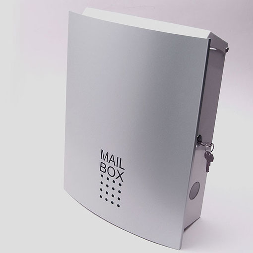壁掛け　モダンデザイン郵便ポスト・横開き型LEON　MB4504 [Mail Box MB4504 (Silver)]スタンド（ポール）別売り