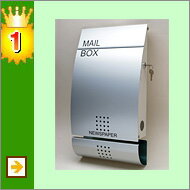 壁掛け　モダンデザイン郵便ポスト・新聞受け付LEON　MB4502 [Mail Box MB4502 (Silver)]スタンド（ポール）別売りスピード配送・取り付け簡単な高級デザイナーズポスト!大きな書類も入り、雨風にも強く、鍵付きで防犯性もばっちり縦開きの人気のデザインMail Box