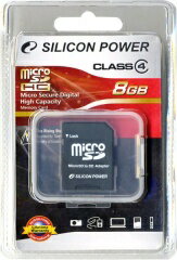 microSDHC SP008GBSTH004V10(SDHCアダプタ付8GB・CLASS4・国内シリコンパワー永久保証)