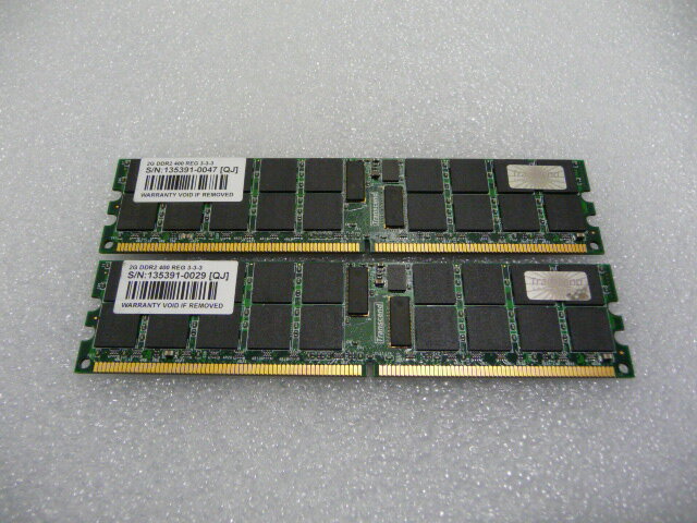 Used良品★信頼Transend製 ECC DDR2/400 PC2-3200R 2GB×2枚 計4GBサーバーワークステーション