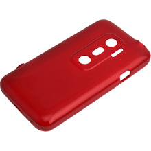 【メール便送料無料】TPUケース htc EVO 3D ISW12HT(レッド)+液晶保護シートセット