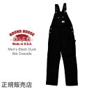 ラウンドハウス Round House ブラックダック ビブ オーバーオール メンズ 383 ブラック Men's Black Duck Bib Overalls つなぎ 作業服 サロペット