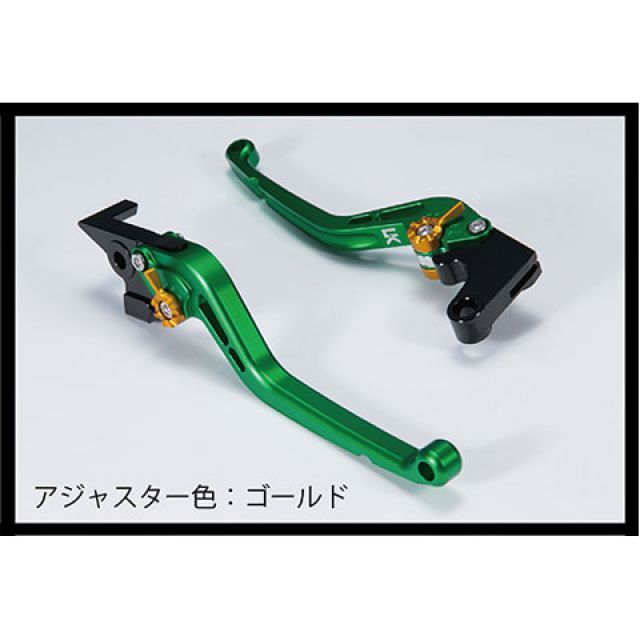 ユーカナヤ スタンダードタイプ アルミ削り出しビレットショートレバー 艶消しカラー（レバーカラー：マットグリーン） VFR750F カラー 調整アジャスター：マットゴールド HO085-009-0217-12
