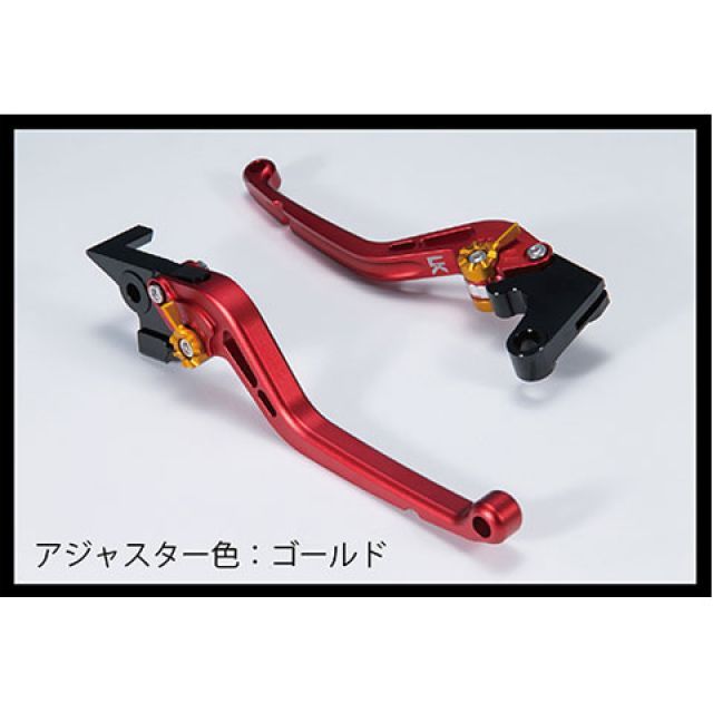 ユーカナヤ スタンダードタイプ アルミ削り出しビレットショートレバー 艶消しカラー（レバーカラー：マットレッド） ZX-10R カラー 調整アジャスター：マットゴールド KA021-006-0214-12