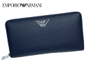 エンポリオ アルマーニ 長財布 EMPORIO ARMANI Y4R169 YLA0E 80455 BLUE INDIGO GAイーグルプレート付き ブルーインディゴ PVC ジップ アラウンド ファスナー ロング ウォレット 長財布