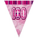 (ユニーク・パーティー) Unique Party ピンク 100歳の誕生日 Happy Birthday バナーガーランド 旗飾り デコレーション 【楽天海外直送】