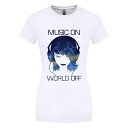 (グラインドストア) Grindstore オフィシャル商品 レディース Music On World Off プリント 半袖 Tシャツ 【楽天海外直送】