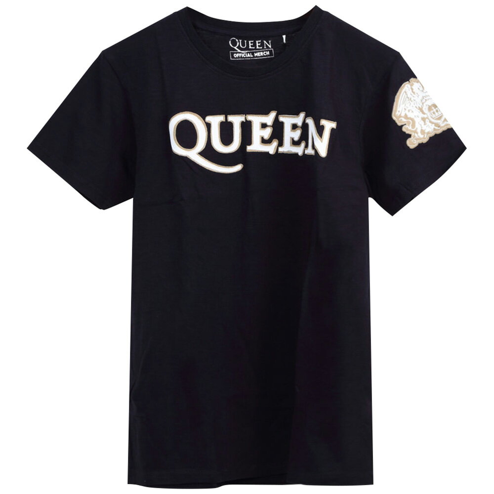 QUEEN クイーン (ボヘミアン・ラプソディ公開記念 ) - LOGO & CREST WITH APPLIQUE MOTIFS / Black Label（ブランド） / Tシャツ / メンズ 【公式 / オフィシャル】