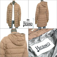 HERNOヘルノレディースロングダウンコートフード付きパイピングウォータープルーフPOLAR-TECH素材PI0076132208300モカブラウン
