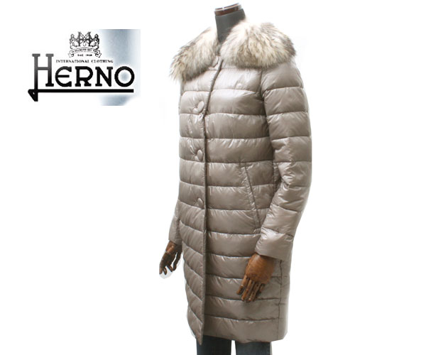 HERNO ヘルノ レディース ロング ファー付き ダウンコート 21630DP 12017 2600 ライトベージュ
