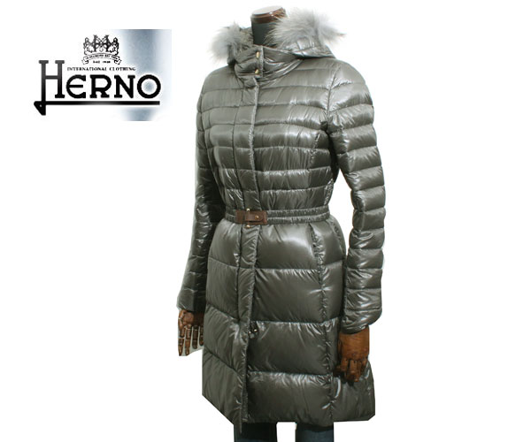 HERNO ヘルノ レディース ロング ファー付き ダウンコート 21632DP 12017 9450 シャイニーグレー