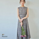 華やかな印象に導く“チェック柄ノースリーブワンピース”