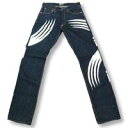 14OZ/弱テンションセルビッチデニムアメカジデザインパンツMWS117302ワイルドビンテージデニムパンツワンウォッシュジーンズ/MWSブランドマークモチーフウイングプリント/ボタンフライレギュラーストレートMWS WING BLUE DENIM STRAIGHT TYPE WILD VINTAEGE DENIM新品
