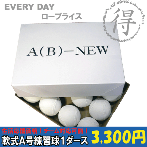 軟式ボール A号球 練習球 （1ダーズ）【KENKO】ナガセケンコー 軟式ボール（a_kenko）生活応援価格