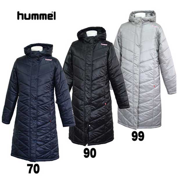 ピットスポーツ限定 レディース パデッドロングコート【hummel】 ヒュンメル × ピットスポーツ コラボ商品 中綿 ベンチコート (HLW8081KM)*52