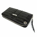 【BWL】Bill Wall Leather ビルウォールレザー【送料無料】【あす楽】 ZIPPER ALLIGATOR/HORN BACK TAIL(BLACK) ジッパーロングウォレット/アリゲーターテール/ブラック/ワニ革