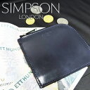 【SIMPSON LONDON】 シンプソン・ロンドン/ZP1S/ブライドルレザーL字コインケース/ミニウォレット/ネイビー×レッド(当社指定カラー)