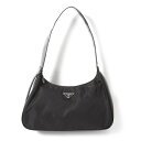 プラダPRADA サイドレザーナイロンショルダーバッグ 黒【中古】