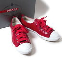 プラダPRADA エナメルレザーローカットスニーカー 赤36...