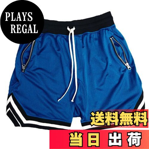 【送料無料】[KULIXI] ショートパンツ バスパン メンズ バスケットボールパンツ トレーニング ハーフパンツ スポーツ ジムウェア フィットネス ポケット付き カジュアル 短パンツ メッシュ 速乾 通気 DK-RY559 色：RY559 ブルー、サイズ：L