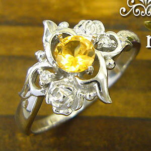 スペサルタイトガーネットリング K18 薔薇 ダイヤモンド付 送料無料 ロマンティックローズ 指輪/ プラチナ変更可能