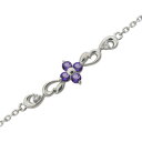 プラチナ 花 ブレスレット フラワー 唐草 アメジストアンクレット