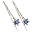 【10%OFF】11日1:59迄 サファイア・ピアス・一粒・雪の結晶・10金
