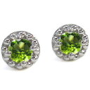 【P最大15倍】25日限定 プラチナ・ペリドット・ピアス・ミル打ち・一粒・ピアス