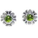 プラチナ・ピアス・クロス・一粒・ペリドットピアス